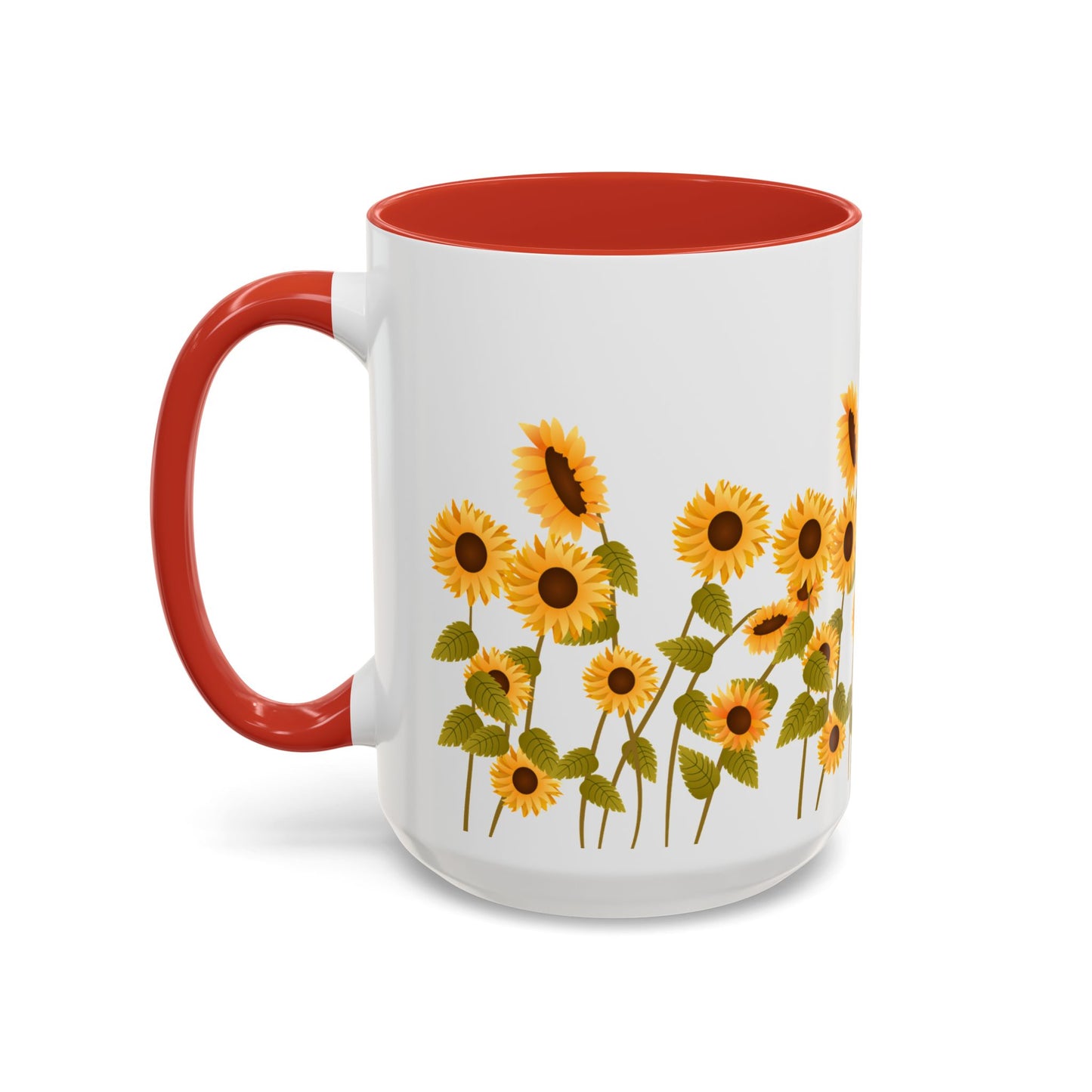 Sunflower Field Accent Tea Mug – Bright Floral 11/15oz Ceramic