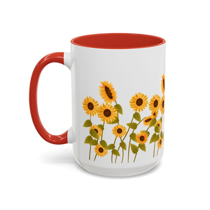 Sunflower Field Accent Tea Mug – Bright Floral 11/15oz Ceramic