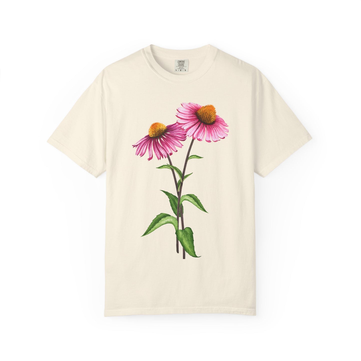 Floral Coneflower T-Shirt — Pink Echinacea Botanical Tee