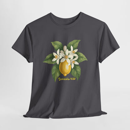 T-Shirt — Lemon Blossom Graphic Tee with 'Genesis 1:29' Scripture