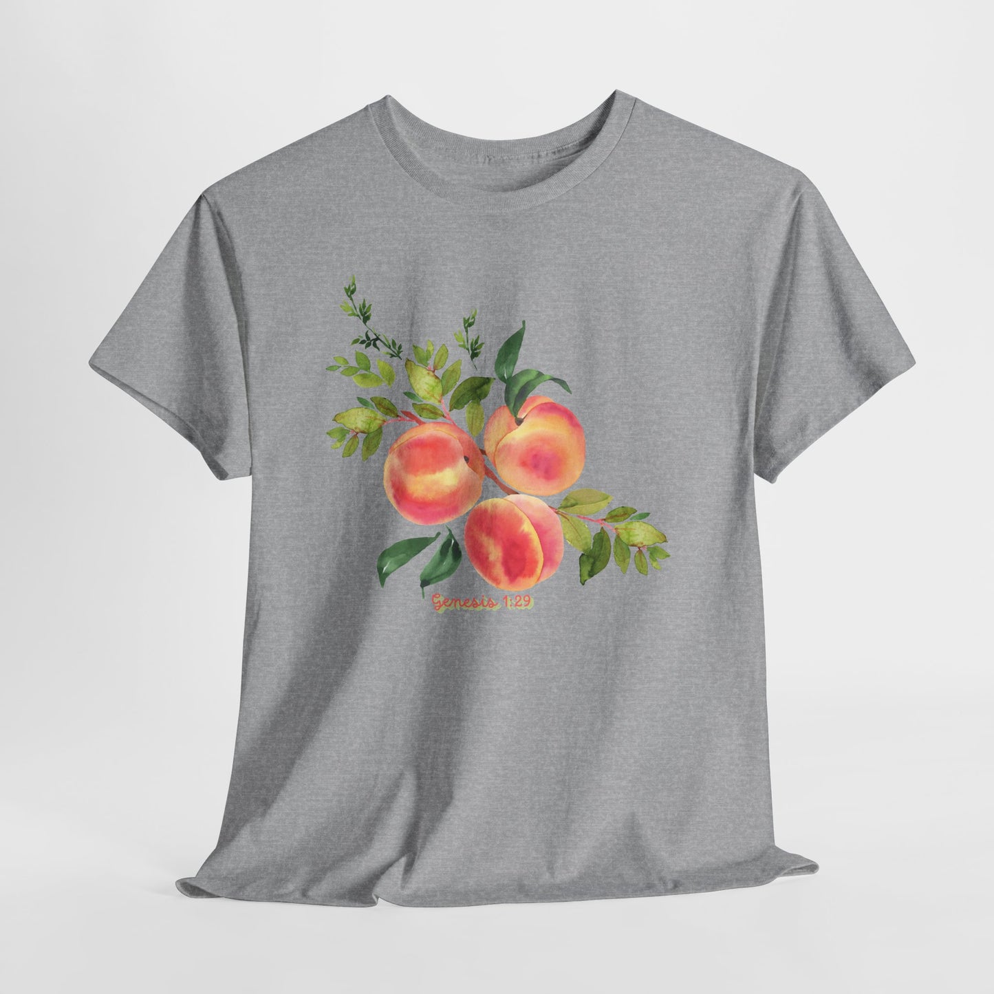 Peach Botanical Tee — Watercolor Fruit Graphic T‑Shirt