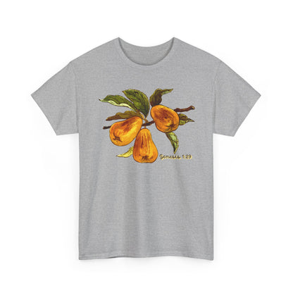 Pear Branch Tee — Watercolor Fruit Graphic T‑Shirt (Genesis 1:29)