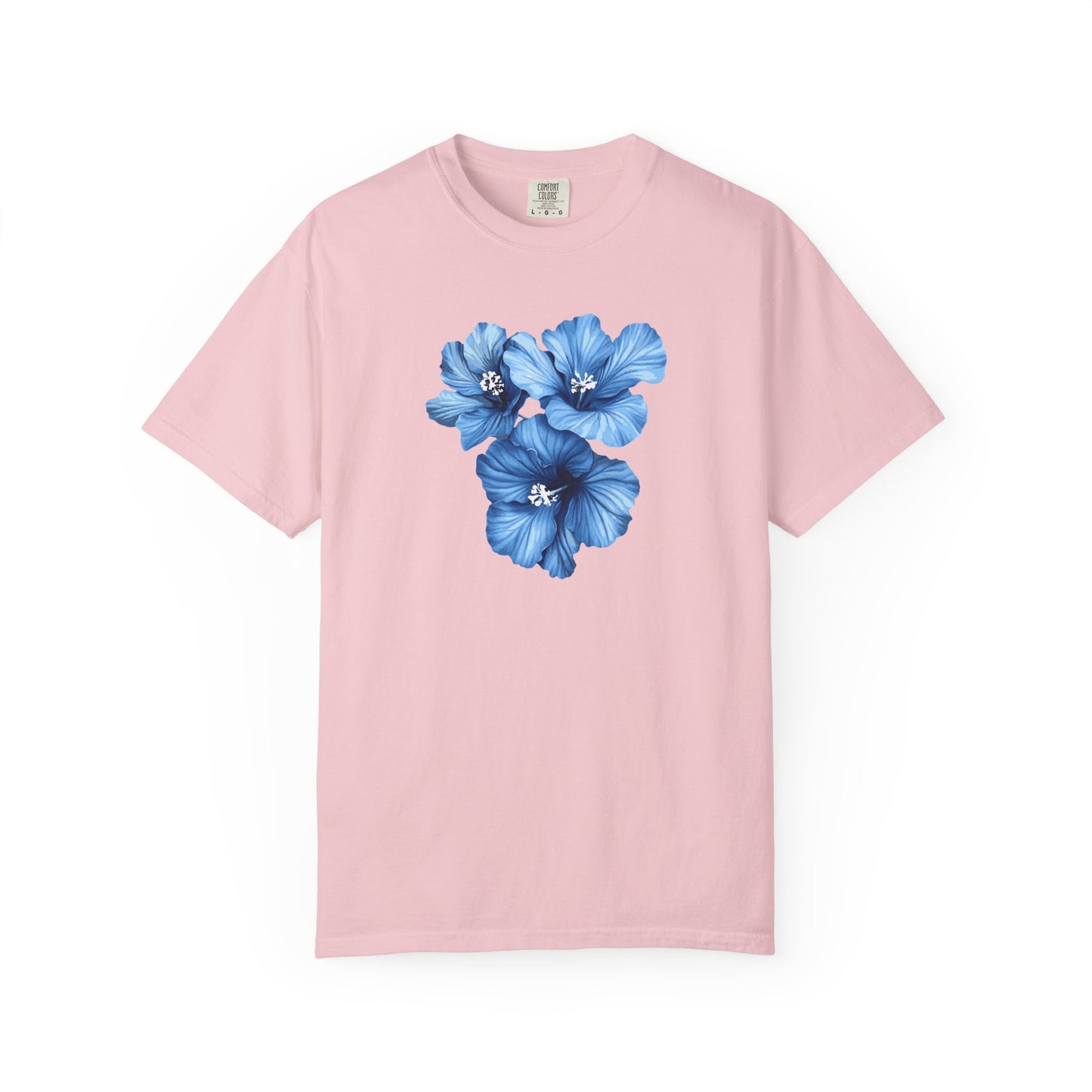 Blue Hibiscus Floral T-Shirt — Watercolor Flower Graphic Tee