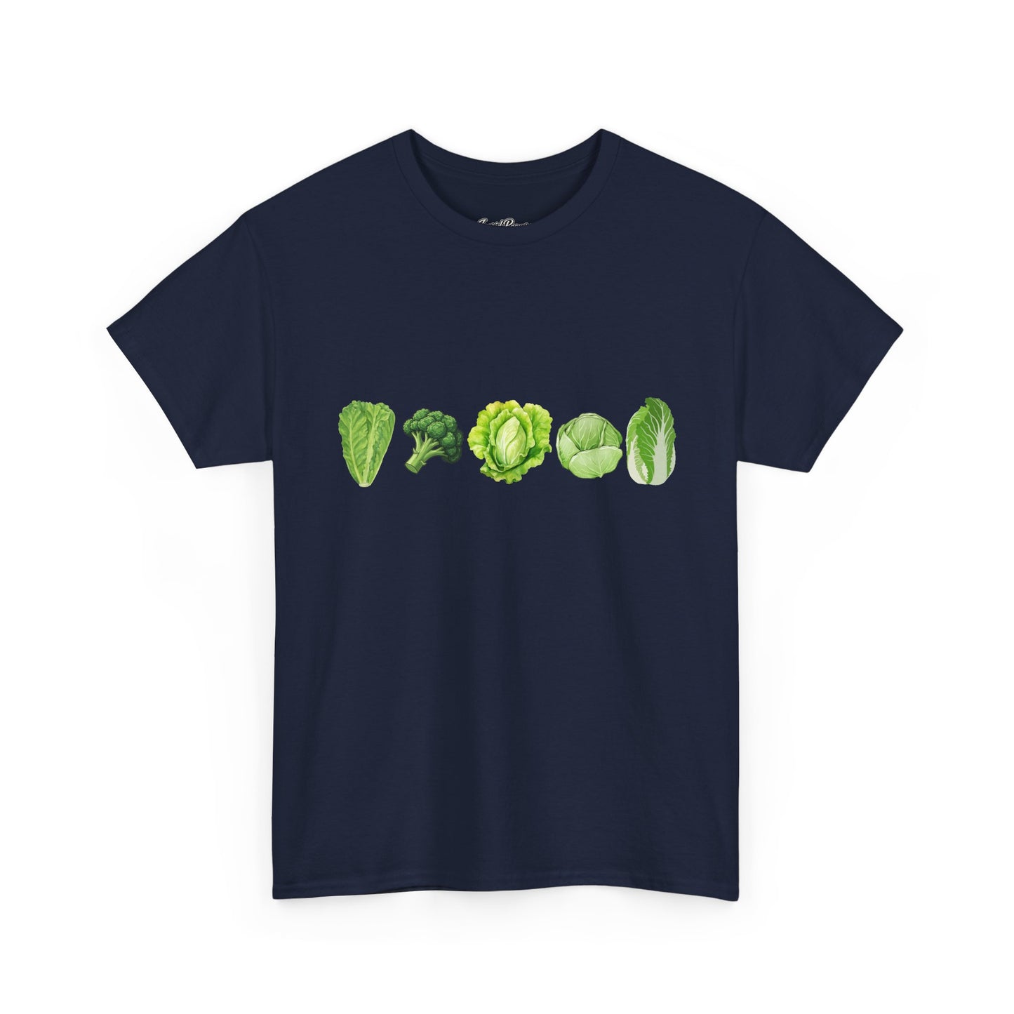 Vegetable Row T-Shirt — Green Veggies Lettuce Broccoli Cabbage Graphic Tee