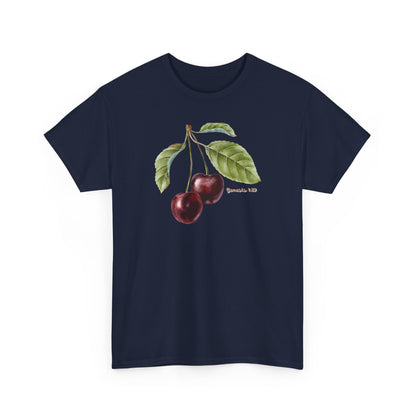 Cherry Botanical Tee — Vintage Fruit Illustration T-Shirt