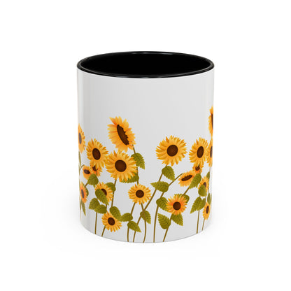 Sunflower Field Accent Tea Mug – Bright Floral 11/15oz Ceramic
