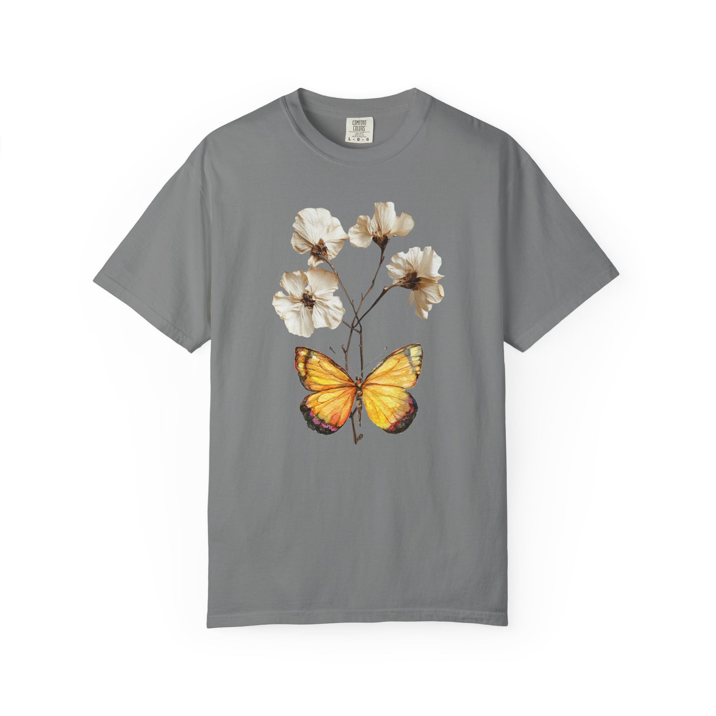 Butterfly & Dried Flowers Graphic T-Shirt — Vintage Botanical Tee