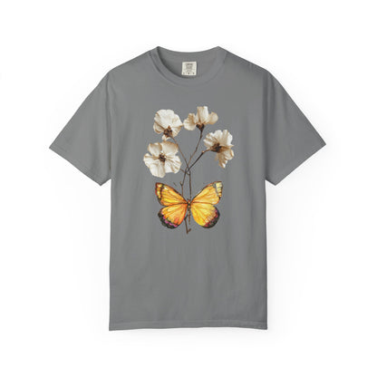 Butterfly & Dried Flowers Graphic T-Shirt — Vintage Botanical Tee