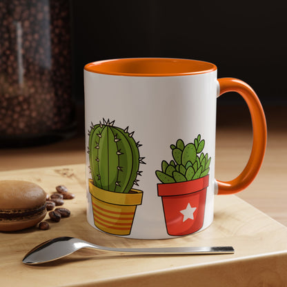 Cactus & Succulent Accent Coffee Mug — Cute Potted Plants 11/15oz
