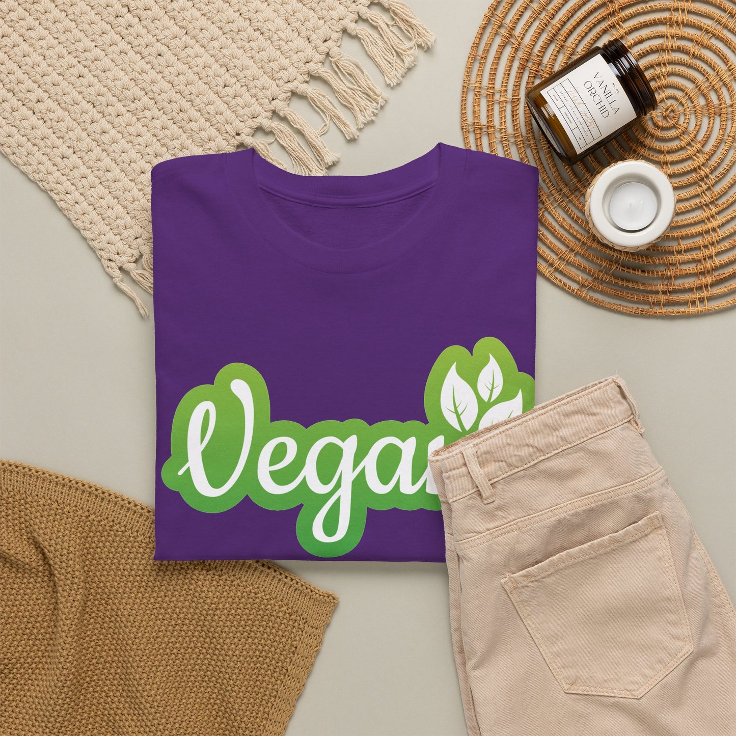 Vegan Script Tee — Green Leaf Eco-Friendly T-Shirt