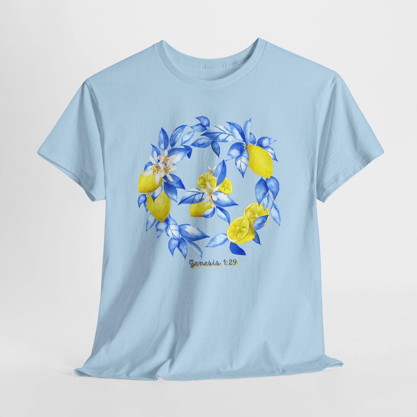 Lemon Wreath Graphic Tee — Genesis 1:29 Floral Scripture T-Shirt