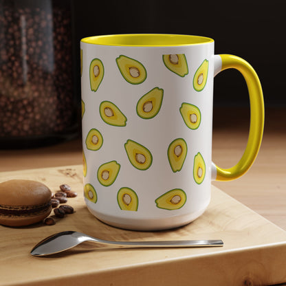 Avocado Pattern Coffee Mug — Cute Avocado Print Accent Mug (11/15oz)
