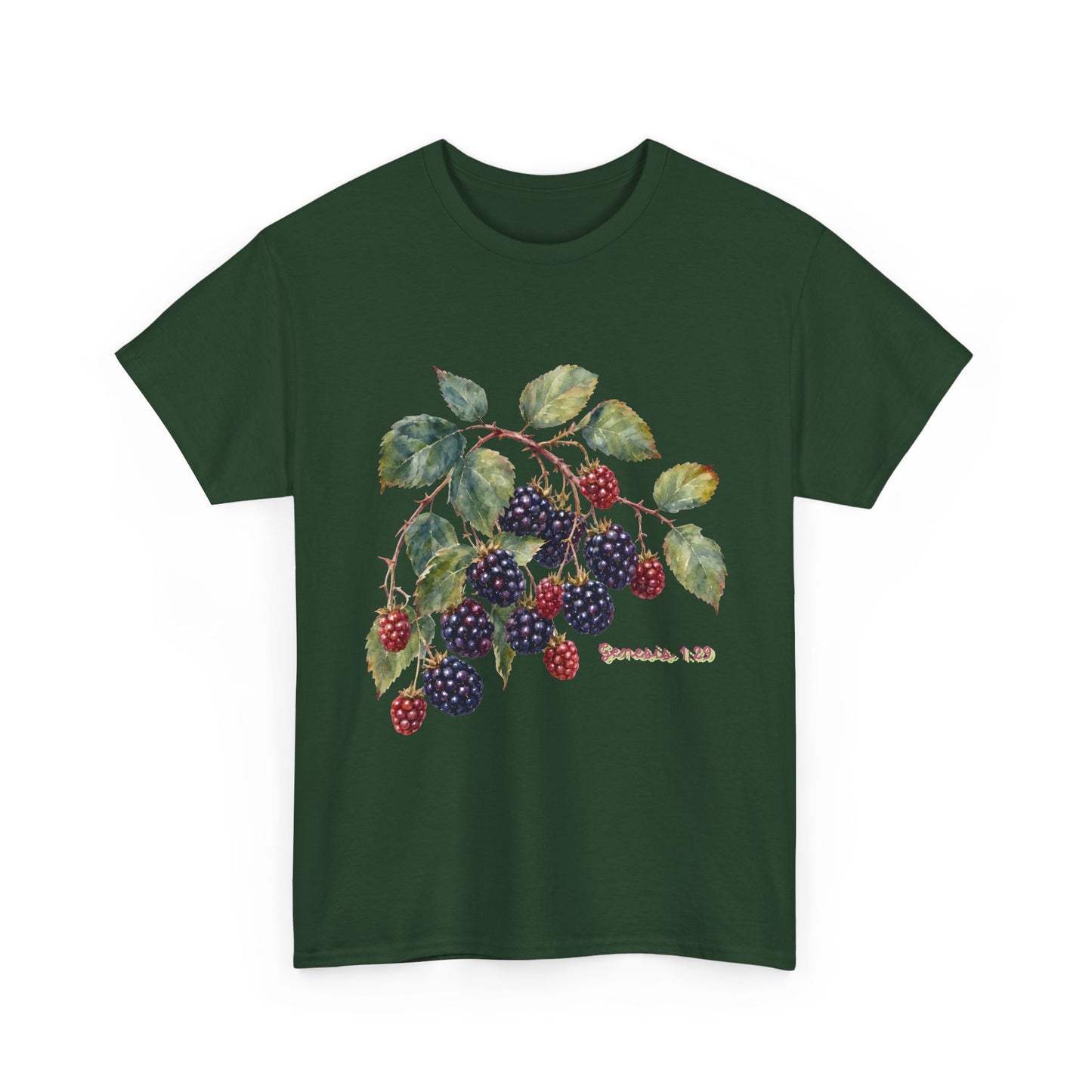 T-Shirt — Vintage Blackberry Branch Illustration Tee (Genesis 1:29)