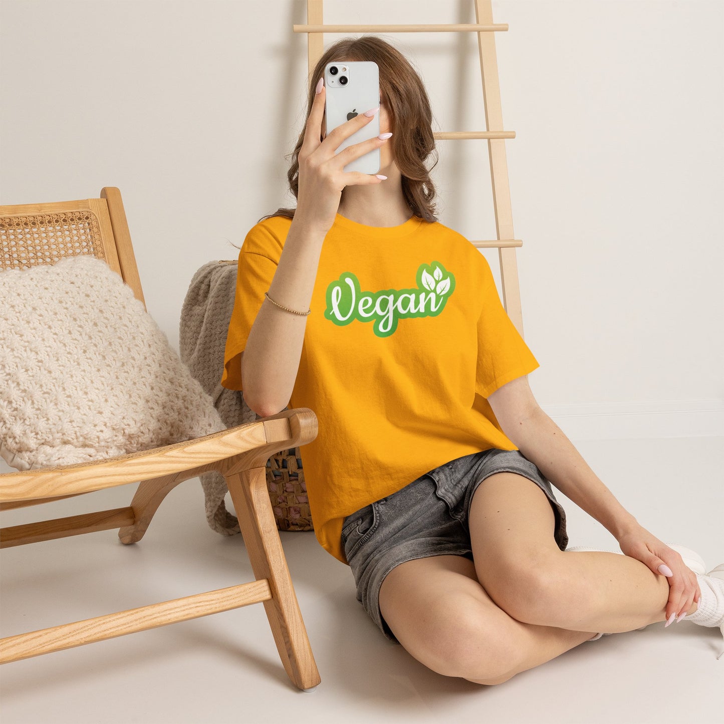 Vegan Script Tee — Green Leaf Eco-Friendly T-Shirt