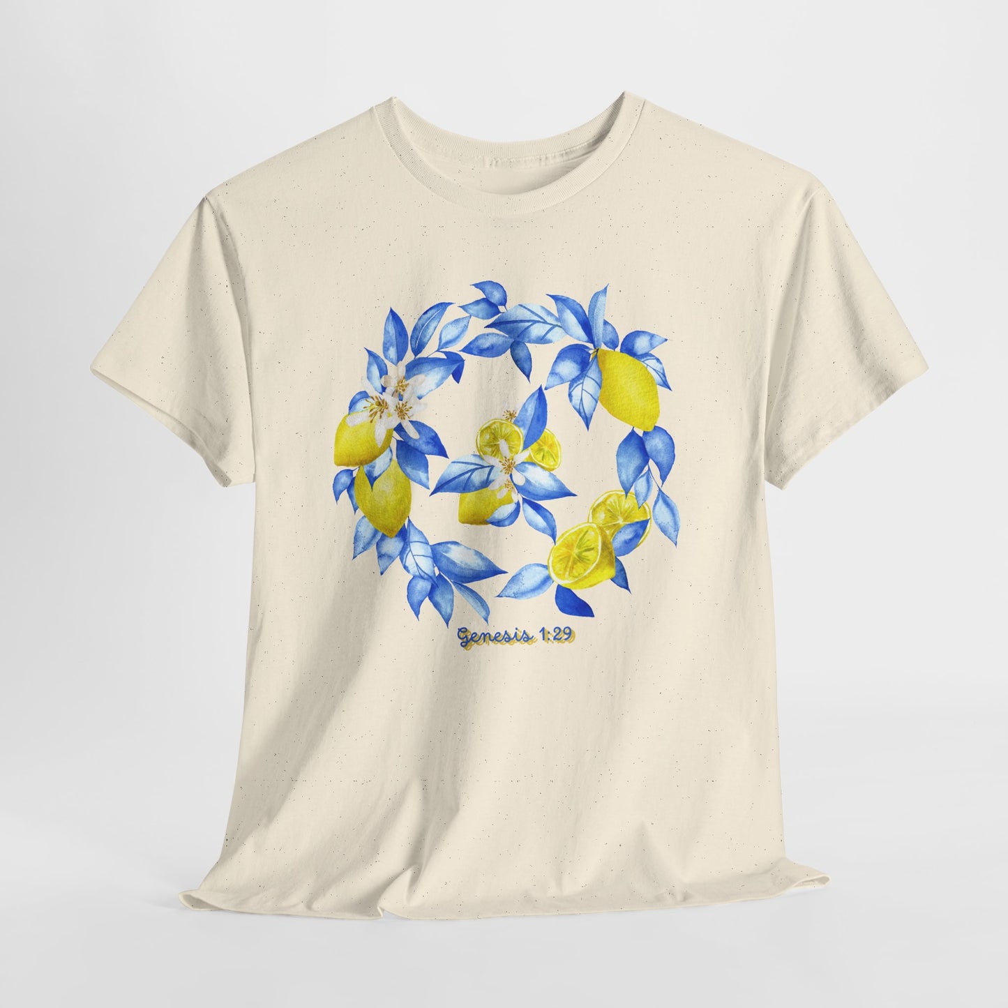 Lemon Wreath Graphic Tee — Genesis 1:29 Floral Scripture T-Shirt