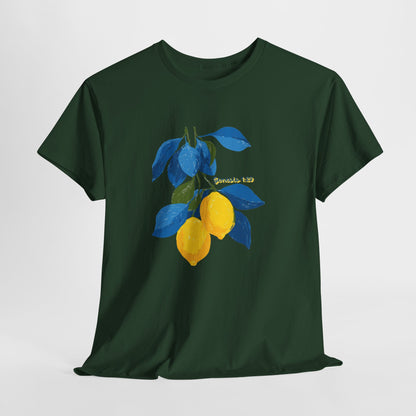 Lemon Branch Graphic Tee — Genesis 1:29 Inspirational Fruit Shirt