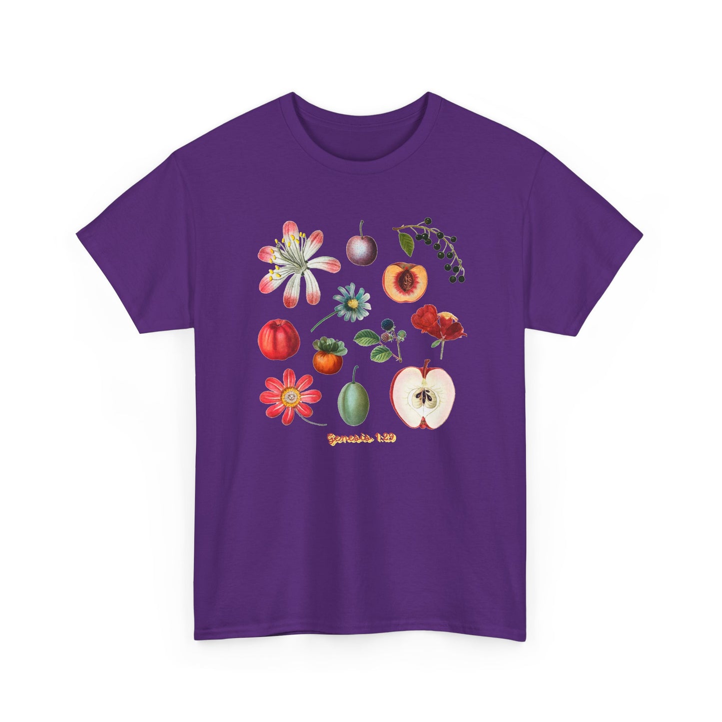 Botanical Fruit Garden T‑Shirt — Floral & Fruit Illustration Tee (Genesis 1:29)