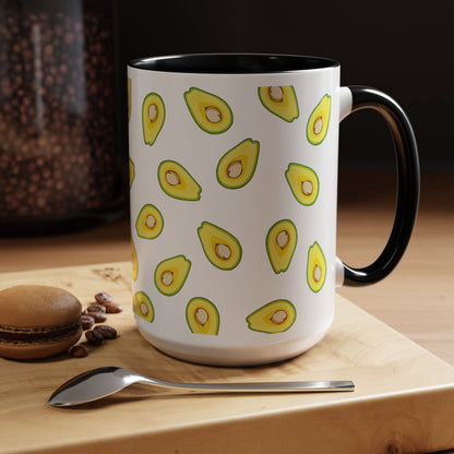 Avocado Pattern Coffee Mug — Cute Avocado Print Accent Mug (11/15oz)