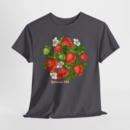 Strawberry Cluster Tee — Vintage Botanical Fruit Graphic (Genesis 1:29)
