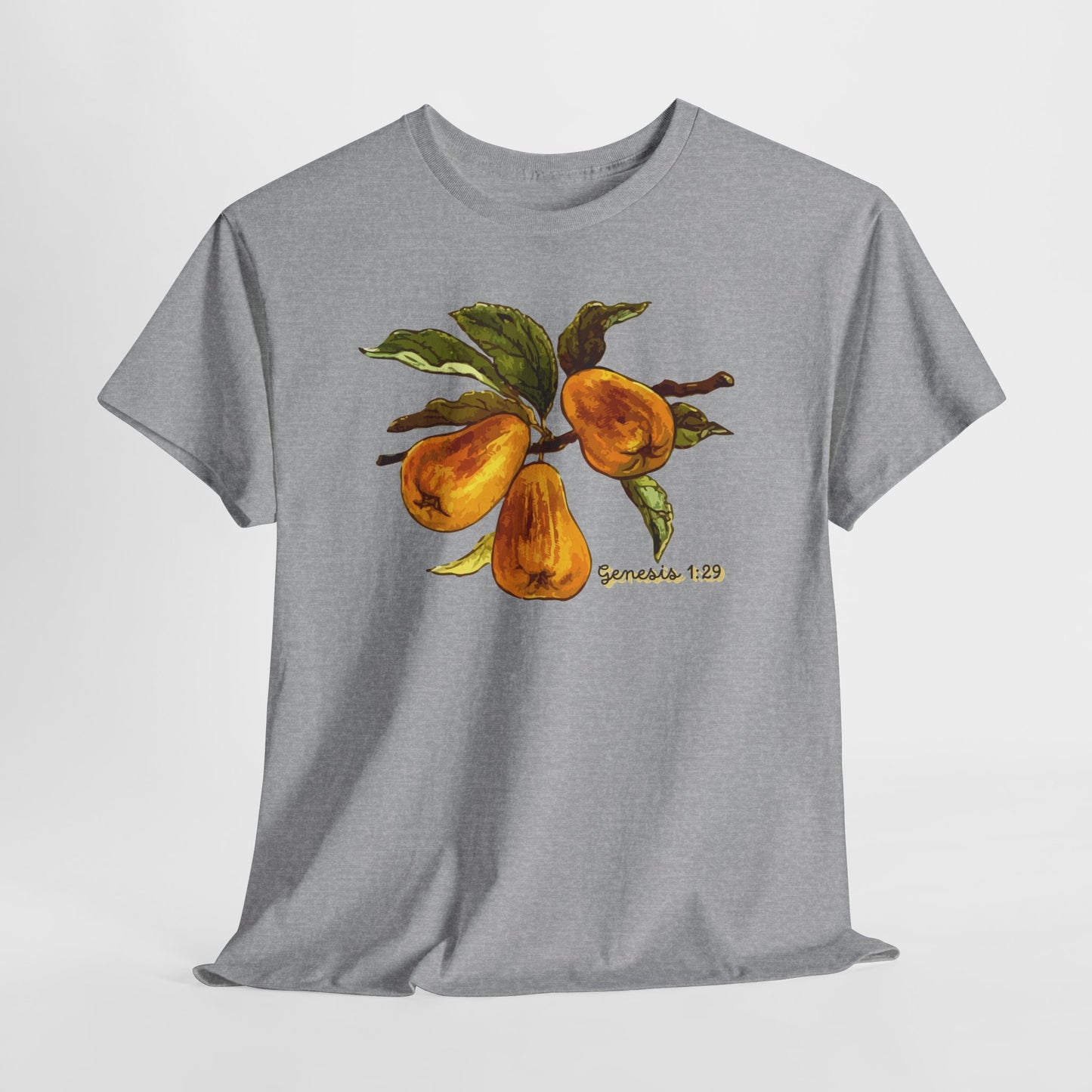 Pear Branch Tee — Watercolor Fruit Graphic T‑Shirt (Genesis 1:29)