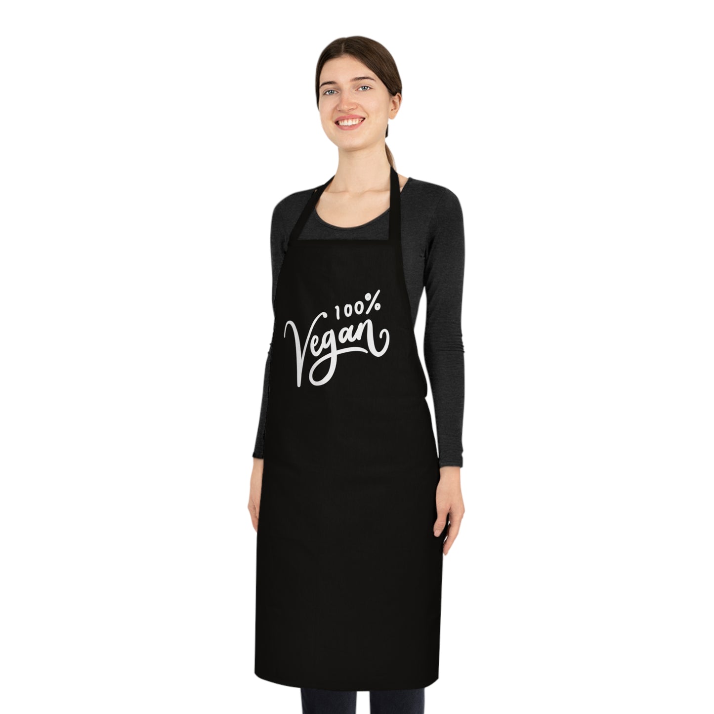 100% Vegan Cotton Apron — Black Chef Apron for Vegan Cooks & Kitchen Gifts
