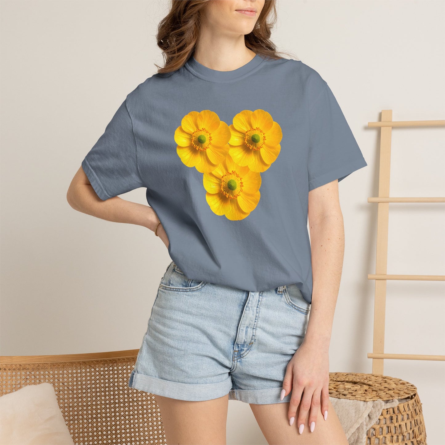 Yellow Floral Heart T-Shirt