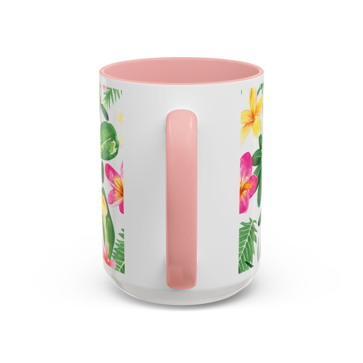 Tropical Floral Coffee Mug — Plumeria & Palm Accent Mug (11/15oz)
