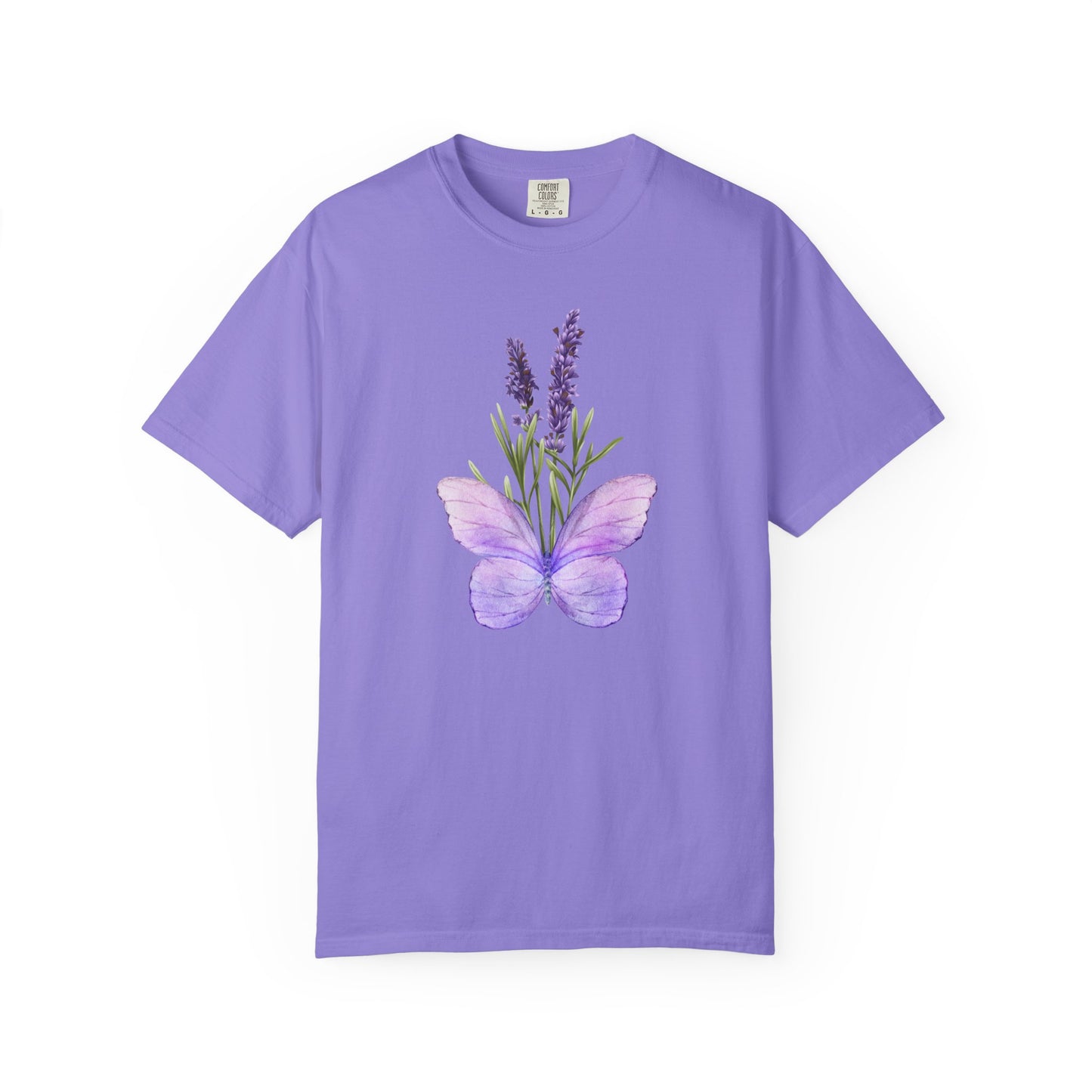 Lavender Butterfly T-Shirt — Watercolor Floral Tee