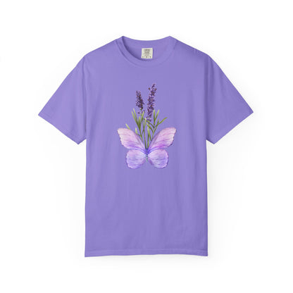 Lavender Butterfly T-Shirt — Watercolor Floral Tee
