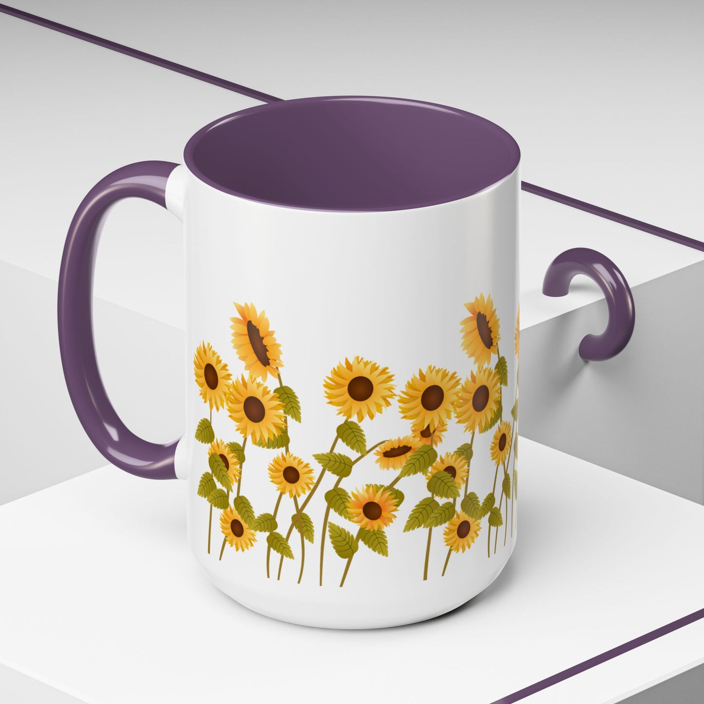 Sunflower Field Accent Tea Mug – Bright Floral 11/15oz Ceramic