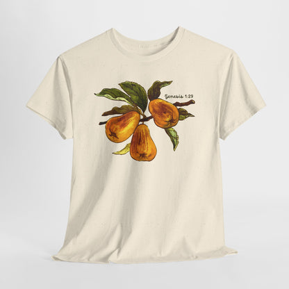 Pear Branch T‑Shirt — Watercolor Yellow Pears Tee Genesis 1:29