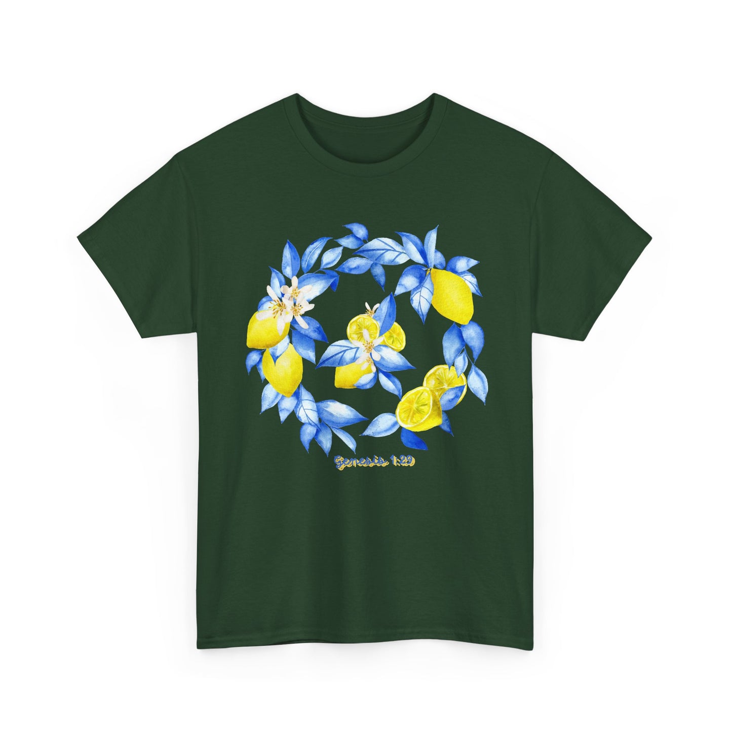 Lemon Wreath Graphic Tee — Genesis 1:29 Floral Scripture T-Shirt