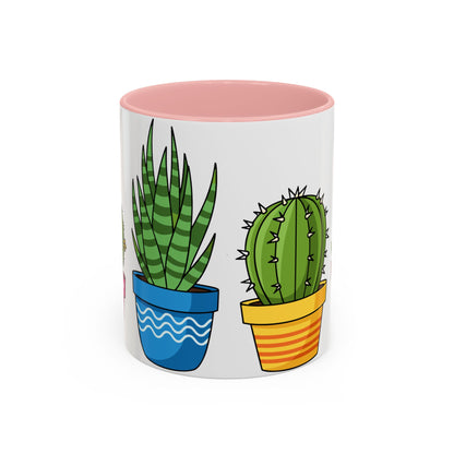 Cactus & Succulent Accent Coffee Mug — Cute Potted Plants 11/15oz