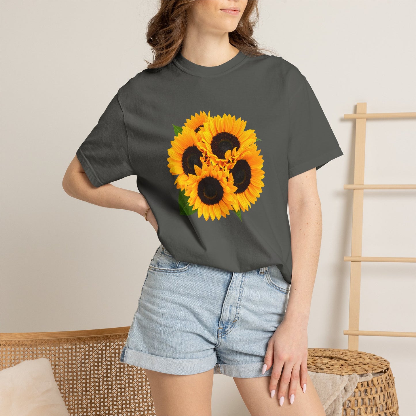 Sunflower Trio T-Shirt — Bright Floral Graphic Tee