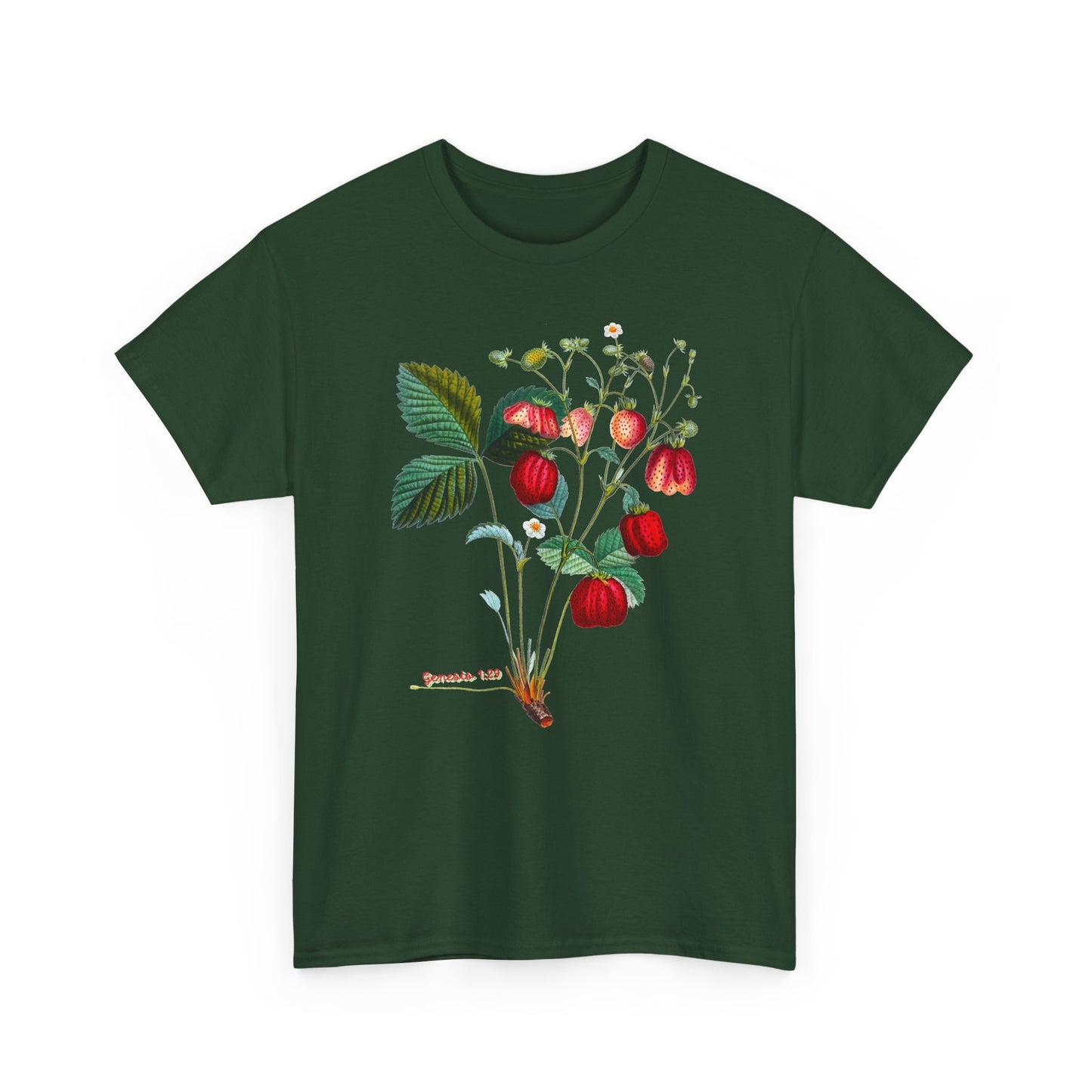 Strawberry Botanical Tee — Vintage Fruit Illustration T-Shirt Genesis 1:29