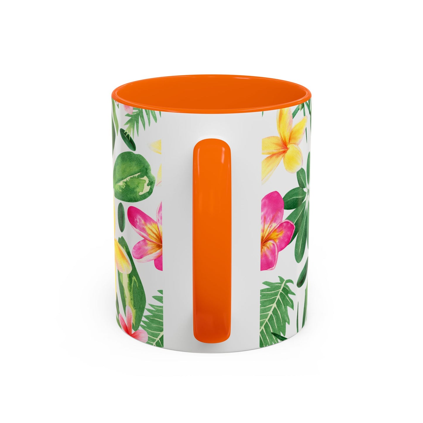 Tropical Floral Coffee Mug — Plumeria & Palm Accent Mug (11/15oz)
