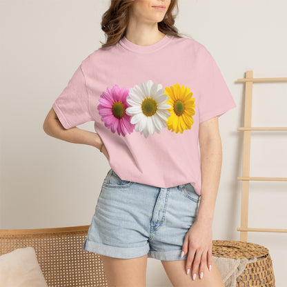Daisy Trio T-Shirt — Pink White Yellow Floral Tee