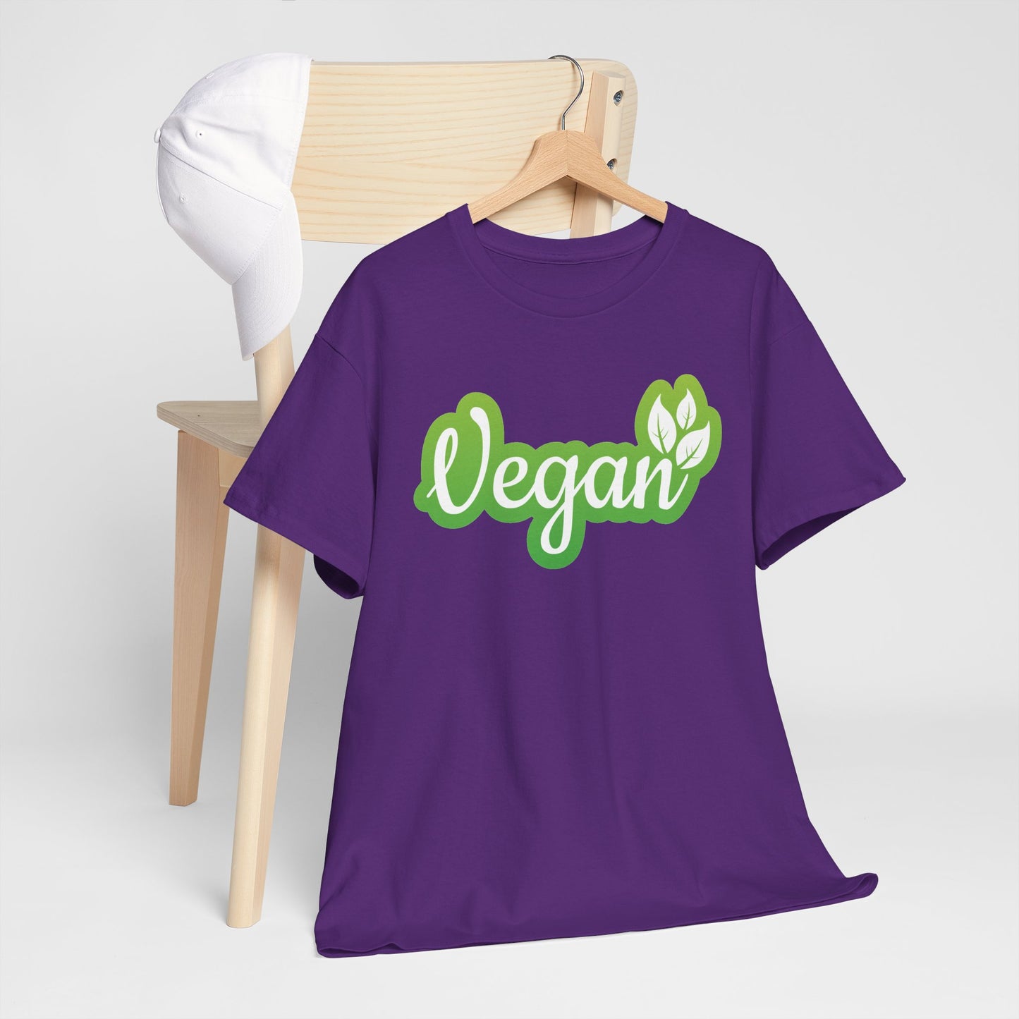 Vegan Script Tee — Green Leaf Eco-Friendly T-Shirt