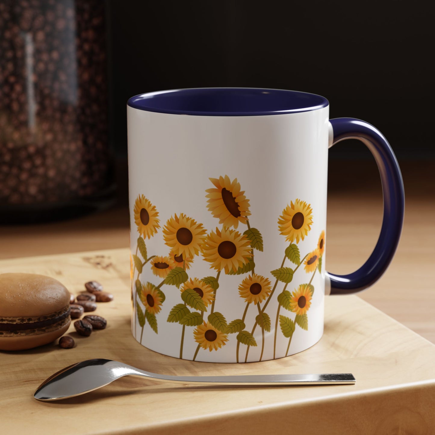 Sunflower Field Accent Tea Mug – Bright Floral 11/15oz Ceramic