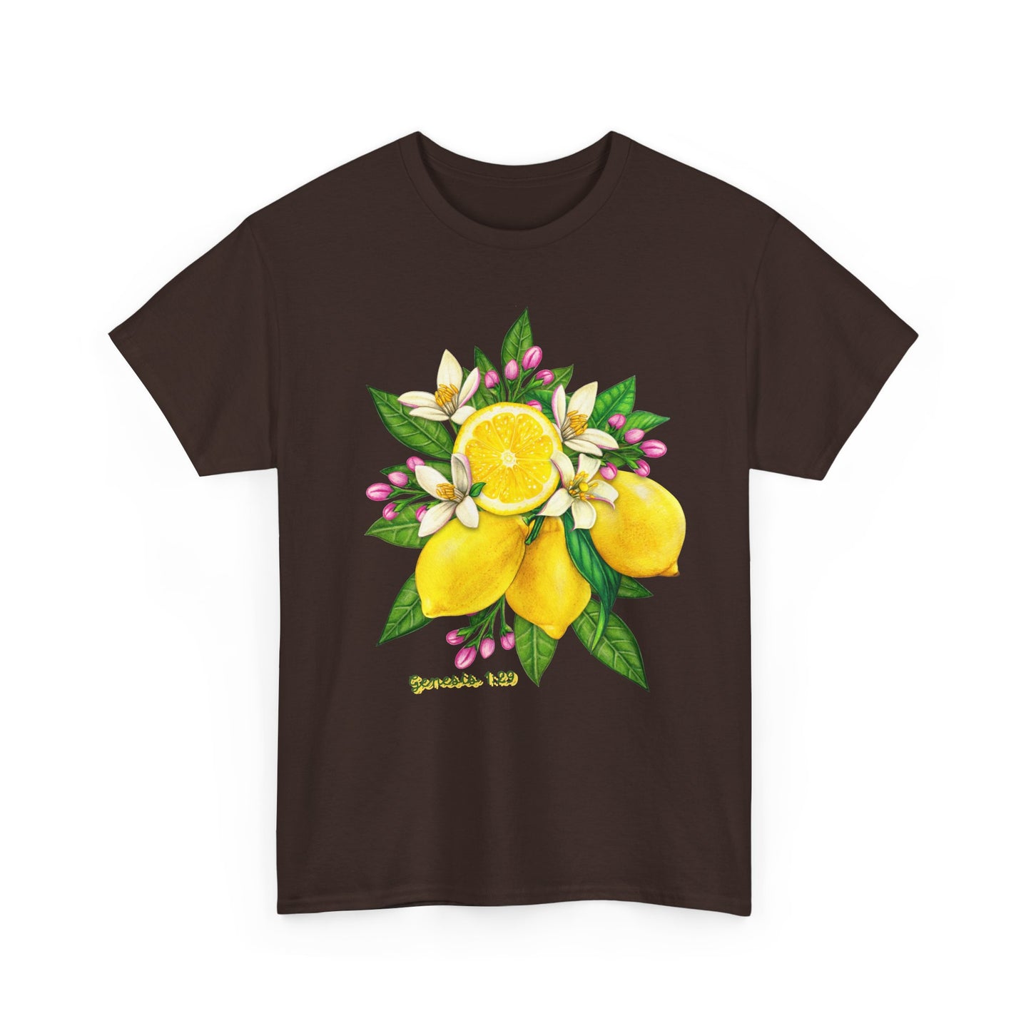 Lemon Blossom Tee — Botanical Citrus Graphic T‑Shirt (Genesis 1:29)