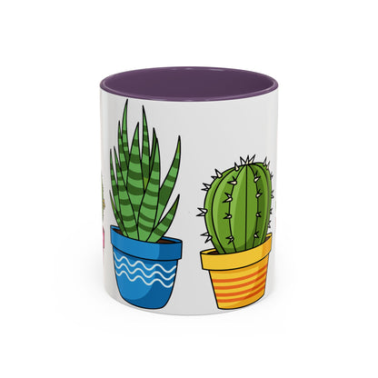 Cactus & Succulent Accent Coffee Mug — Cute Potted Plants 11/15oz