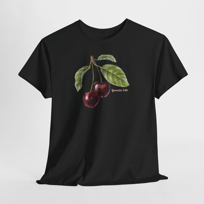 Cherry Botanical Tee — Vintage Fruit Illustration T-Shirt
