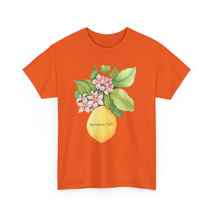 Lemon Blossom T-Shirt — Genesis 1:29 Floral Faith Tee