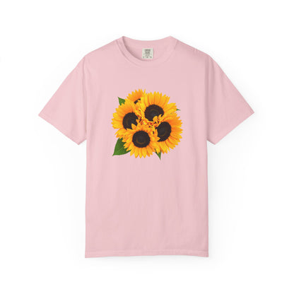 Sunflower Trio T-Shirt — Bright Floral Graphic Tee