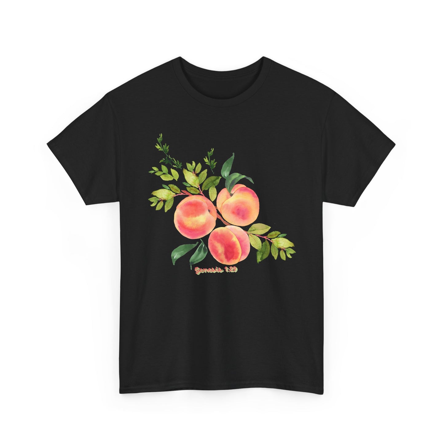 Peach Botanical Tee — Watercolor Fruit Graphic T‑Shirt