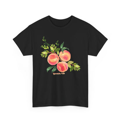 Peach Botanical Tee — Watercolor Fruit Graphic T‑Shirt