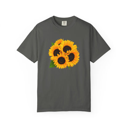 Sunflower Trio T-Shirt — Bright Floral Graphic Tee