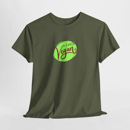Vegan Tee — 100% Vegan Green Badge T-Shirt