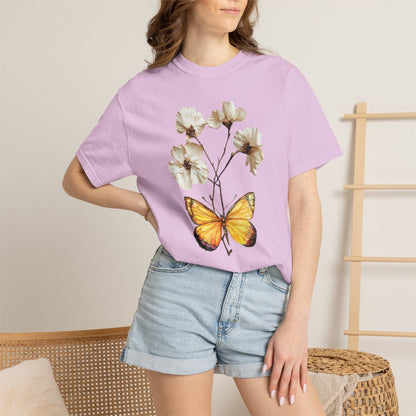 Butterfly & Dried Flowers Graphic T-Shirt — Vintage Botanical Tee