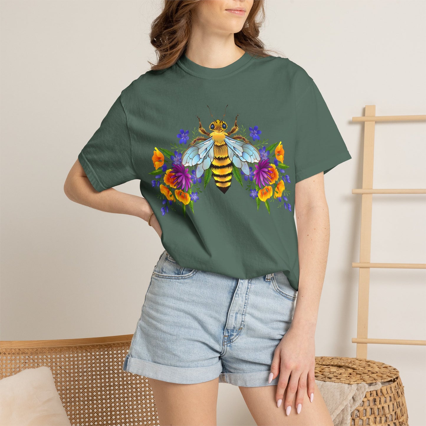 Bee & Wildflower T-Shirt — Floral Honeybee Graphic Tee
